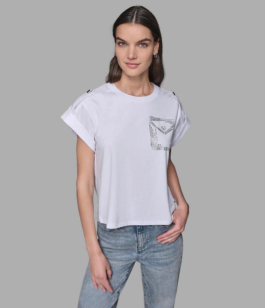 商品Karl Lagerfeld Paris|TEE WITH BUTTON EPAULE,价格¥388,第1张图片