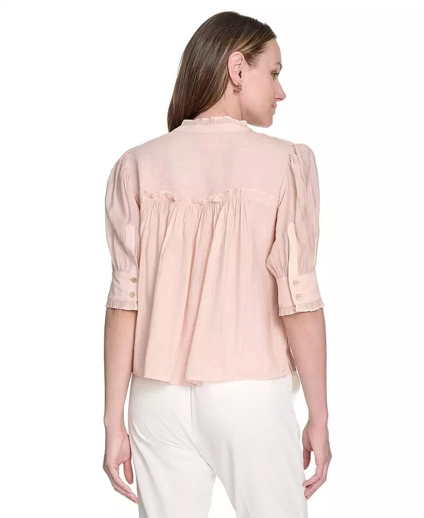 商品Tommy Hilfiger|Women's Lurex Stripe Button-Front Shirt,价格¥588,第2张图片详细描述