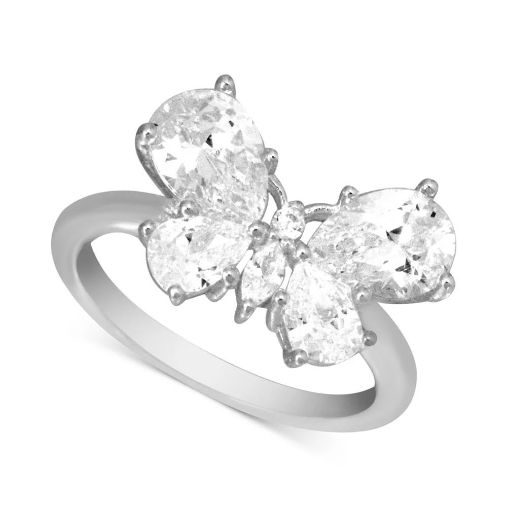 商品Essentials|Cubic Zirconia Butterfly Statement Ring in Silver-Plate,价格¥180,第1张图片