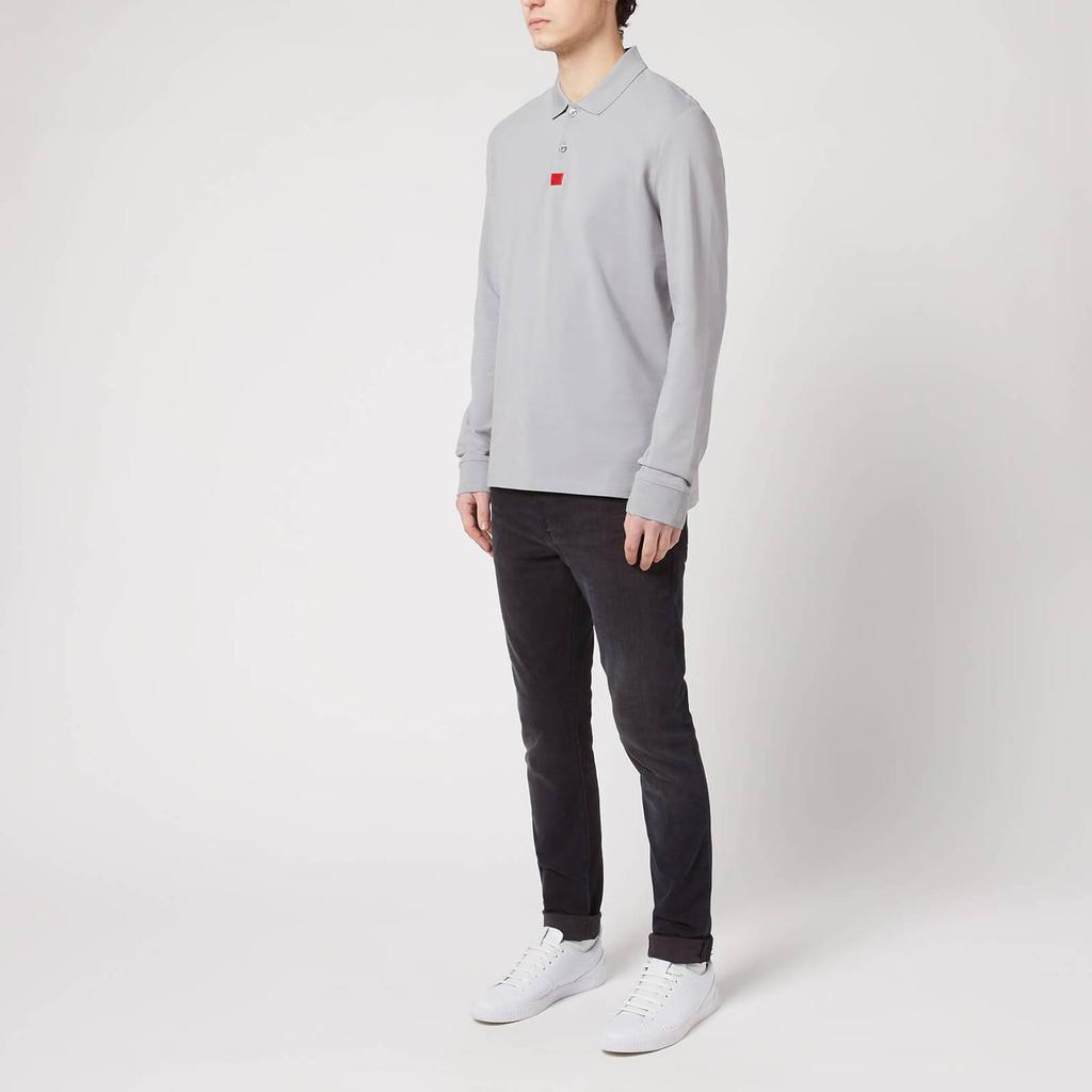 HUGO Men's Deresolo Long Sleeve Polo Shirt - Silver商品第3张图片规格展示