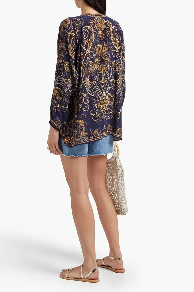 商品Camilla|Lace-up printed silk crepe de chine top,价格¥753,第1张图片