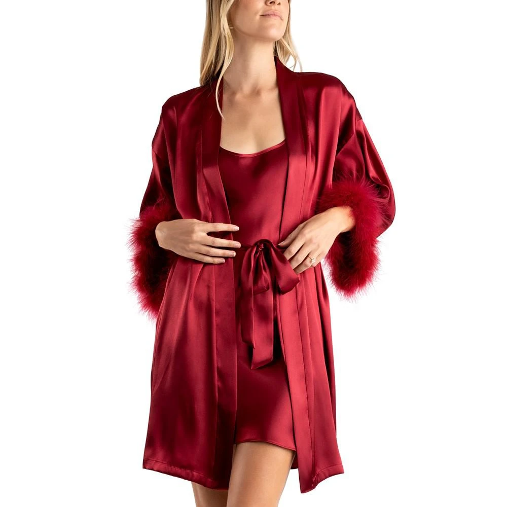 商品Linea Donatella|Women's Cherie Amour 2-Pc. Feather Trimmed Robe & Chemise Set,价格¥342,第2张图片详细描述