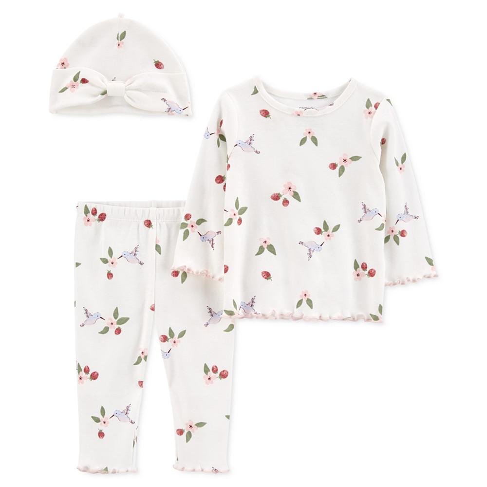 Baby Girls 3-Pc. Hummingbird Cotton Outfit商品第1张图片规格展示