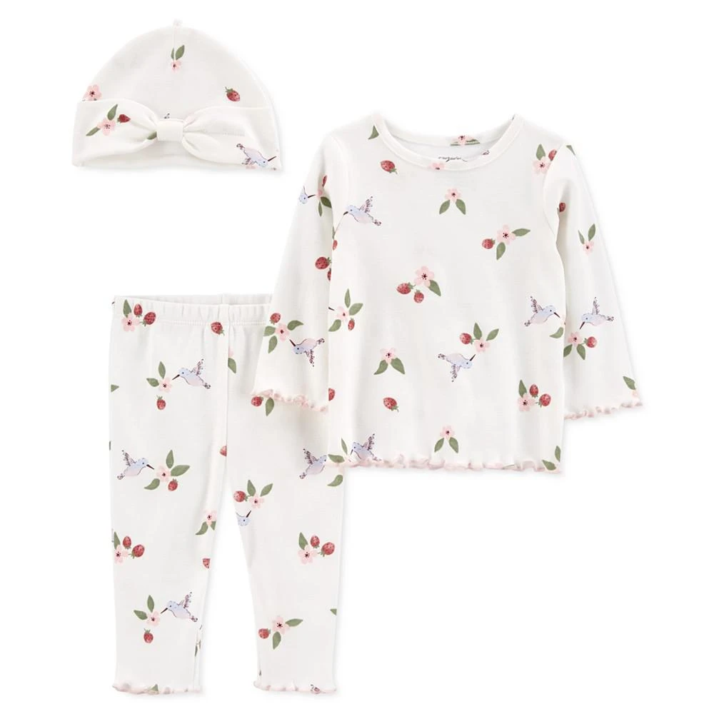 商品Carter's|Baby Girls Hummingbird Cotton Outfit, 3 Piece Set,价格¥117,第1张图片