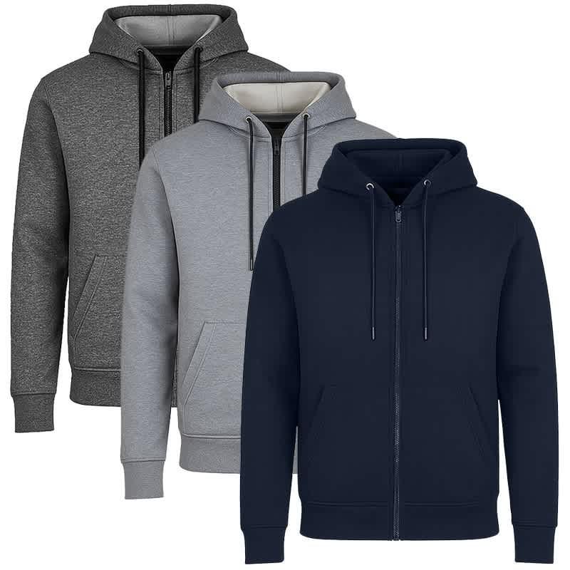 Men's Lined Full-Zip Hoodie, 3-Pack image 2