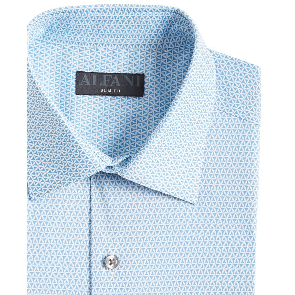 Men's Slim Fit 2-Way Stretch Stain Resistant Geo Print Dress Shirt, Created for Macy's商品第5张图片规格展示
