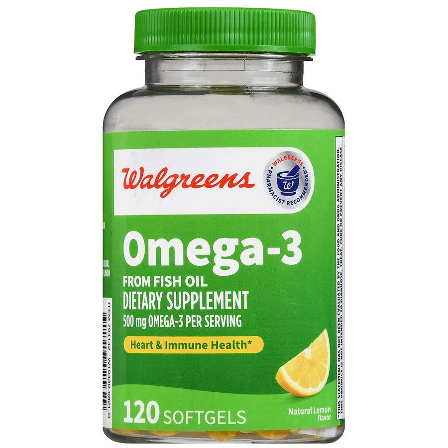 商品Walgreens|Omega-3 From Fish Oil 500 mg Softgels (120 days) Natural Lemon,价格¥108,第2张图片详细描述