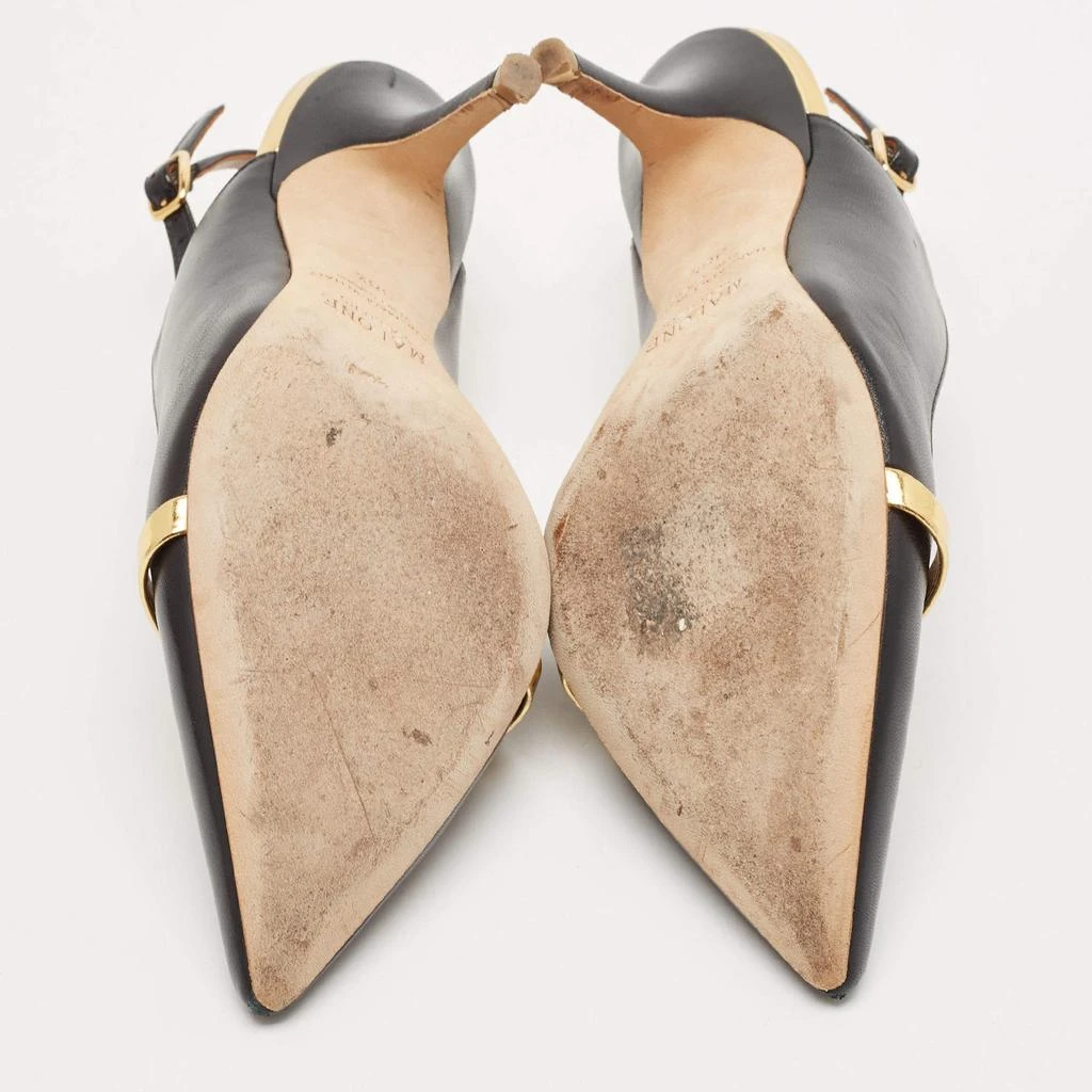 Malone Souliers Black/Gold Leather Karlie Slingback Pumps Size 38.5 商品