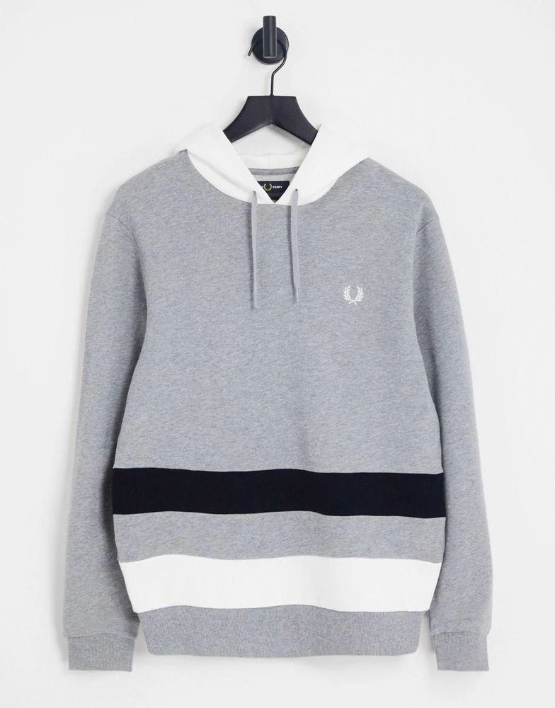 商品Fred Perry|Fred Perry colour block hoodie in grey,价格¥742,第1张图片