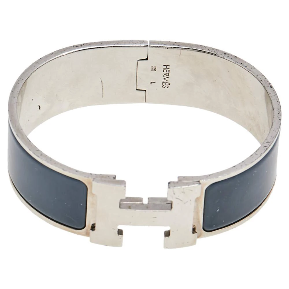商品[二手商品] Hermes|Hermès Clic Clac H Grey Enamel Palladium Plated Wide Bracelet PM,价格¥3075,第5张图片详细描述