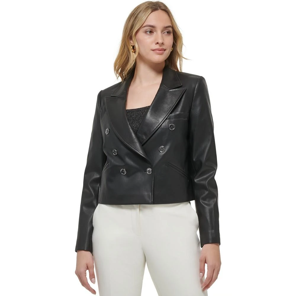 商品Tommy Hilfiger|Women's Cropped Faux-Leather Jacket,价格¥377,第1张图片