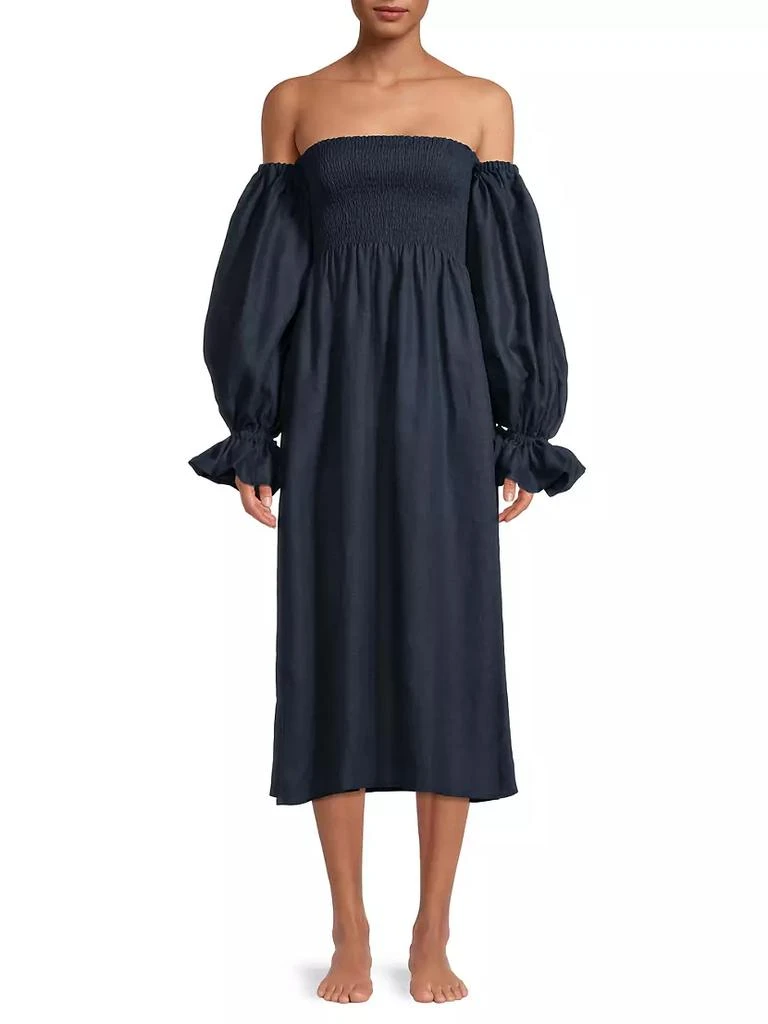 商品Sleeper|Atlanda Off-The-Shoulder Linen Dress,价格¥2337,第3张图片详细描述