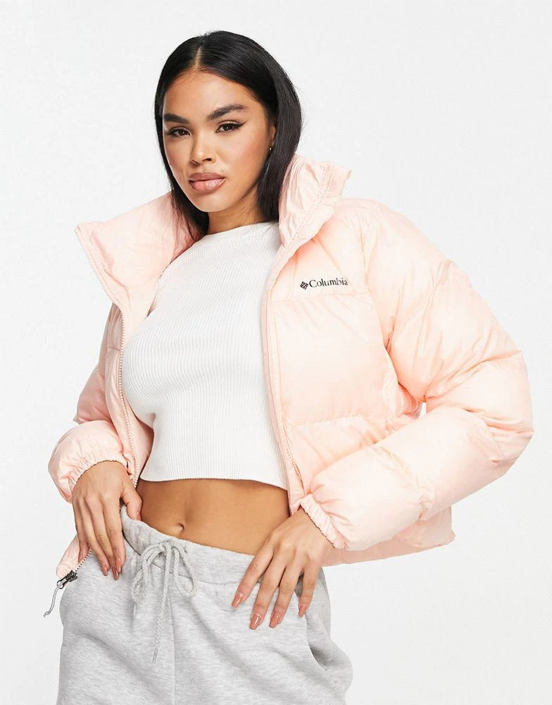 商品Columbia|Columbia Puffect cropped puffer jacket in peach Exclusive at ASOS,价格¥482,第1张图片