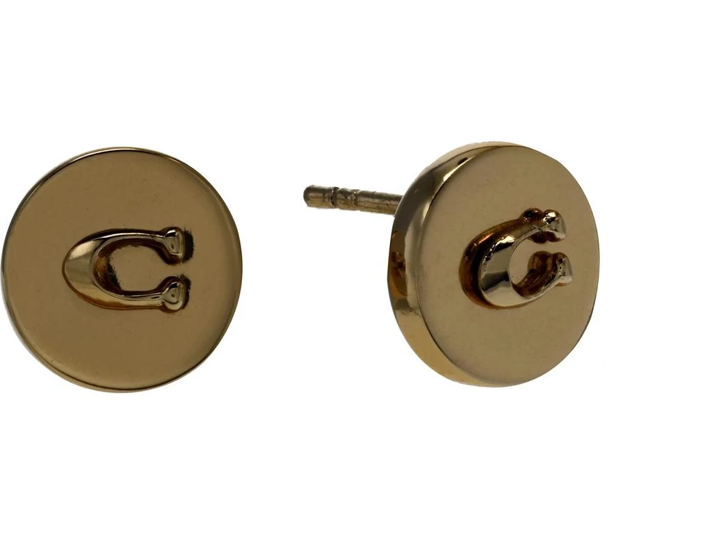 商品Coach|Metal Logo Round Stud Earrings,价格¥311,第1张图片