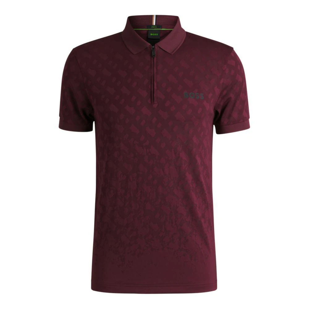 商品Hugo Boss|Active quick-dry polo shirt with gradient monogram jacquard,价格¥1259,第1张图片