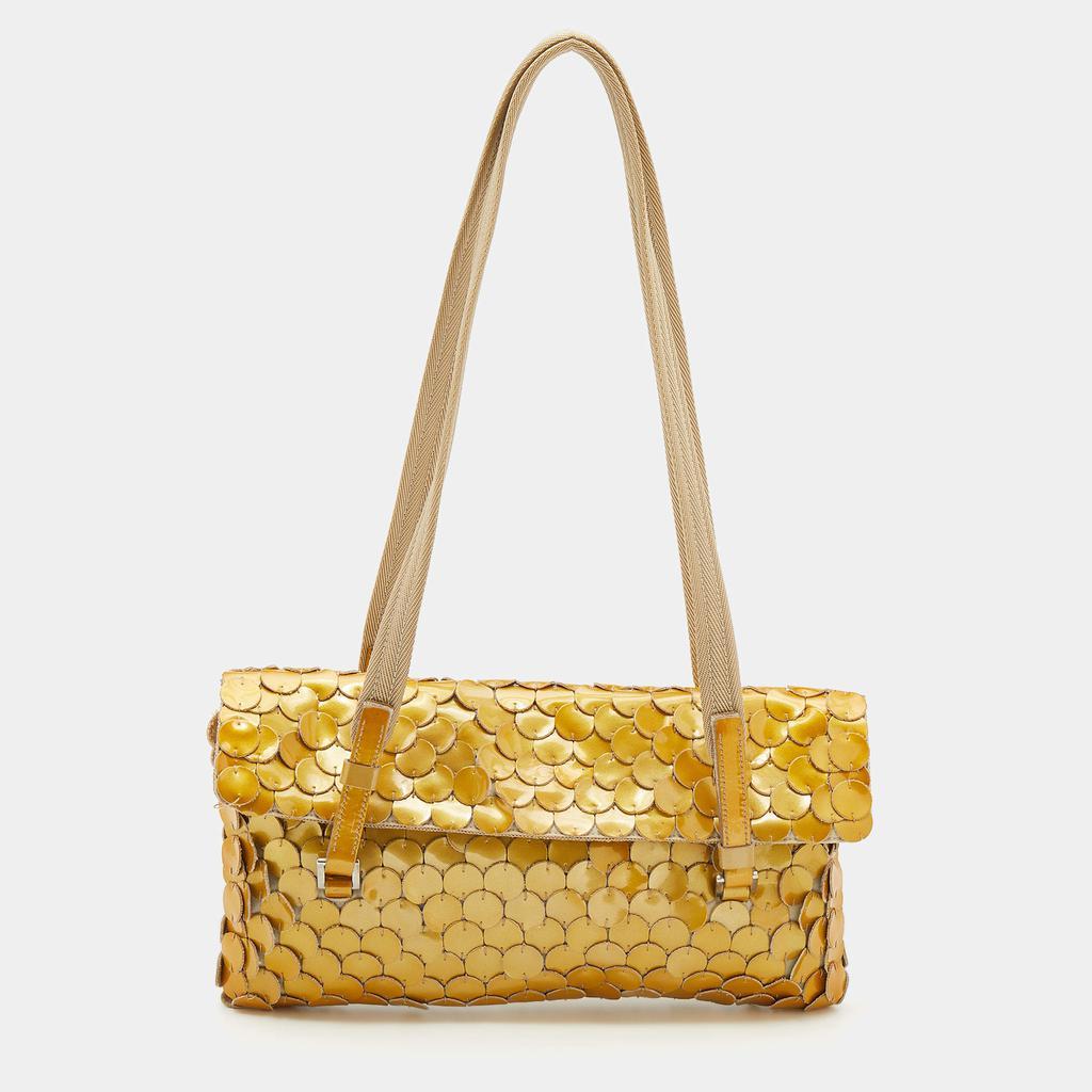 商品[二手商品] Prada|Prada Gold Patent Paillet Leather Shoulder Bag,价格¥3511,第1张图片