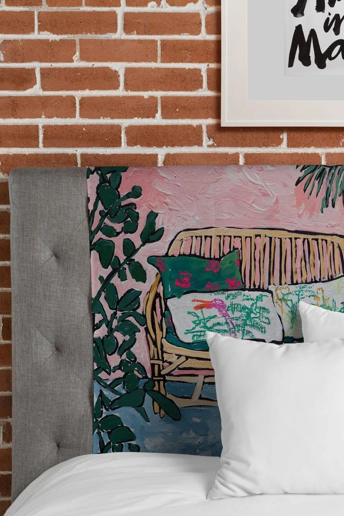 商品DENY Designs|Lara Lee Meintjes Rattan Bench In Painterly Pink Jungle Room Tapestry,价格¥170,第2张图片详细描述