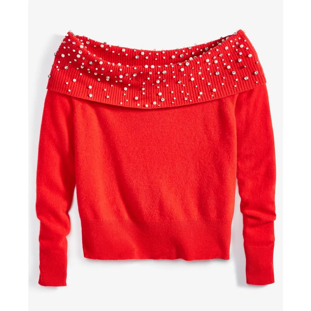 商品Charter Club|Women's 100% Cashmere Embellished Off-The-Shoulder Sweater, Created for Macy's,价格¥1248,第4张图片详细描述