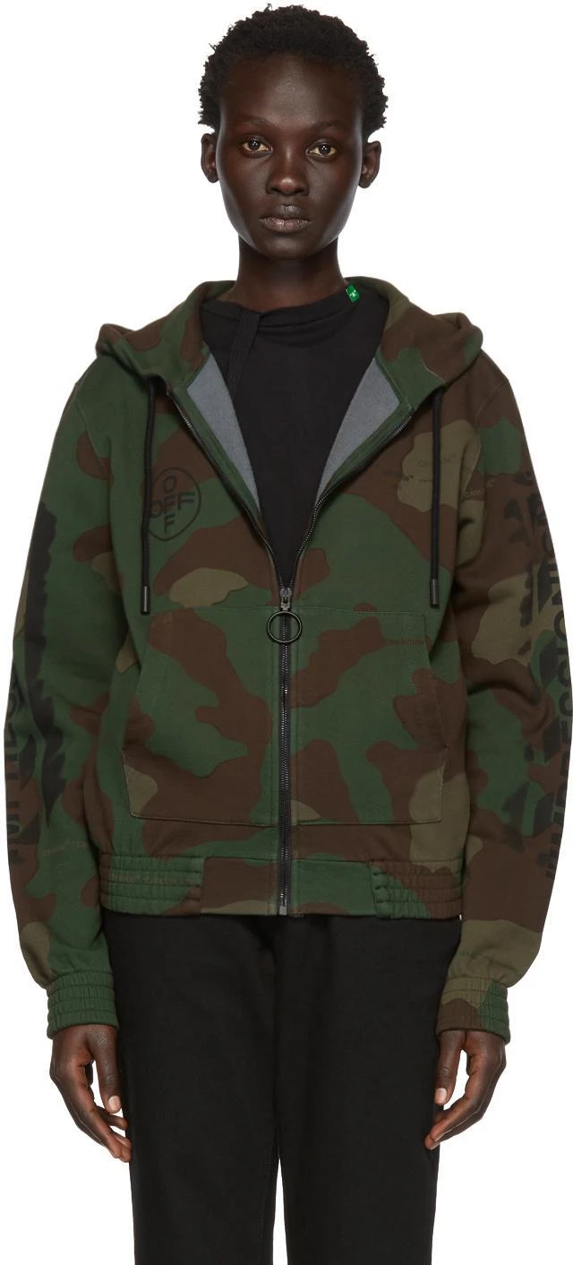 商品Off-White|Multicolor Camo Diag Stencil Zip Hoodie,价格¥1962,第1张图片