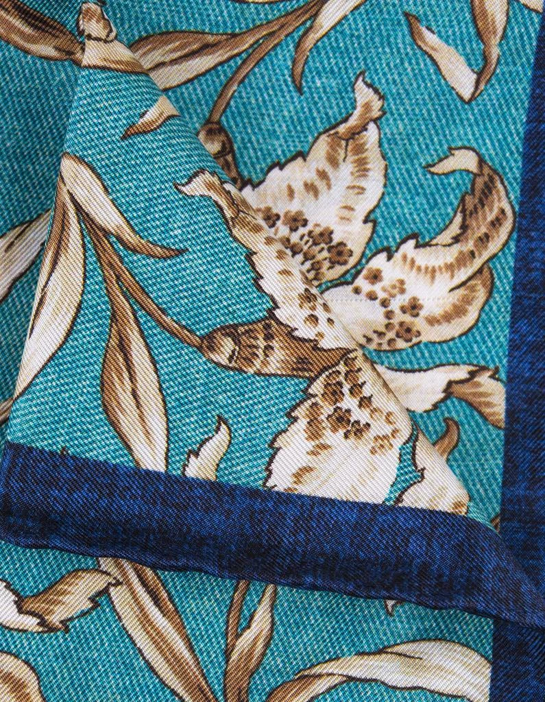 商品Kiton|Turquoise Pocket Handkerchief With Beige Floral Pattern,价格¥1049,第2张图片详细描述