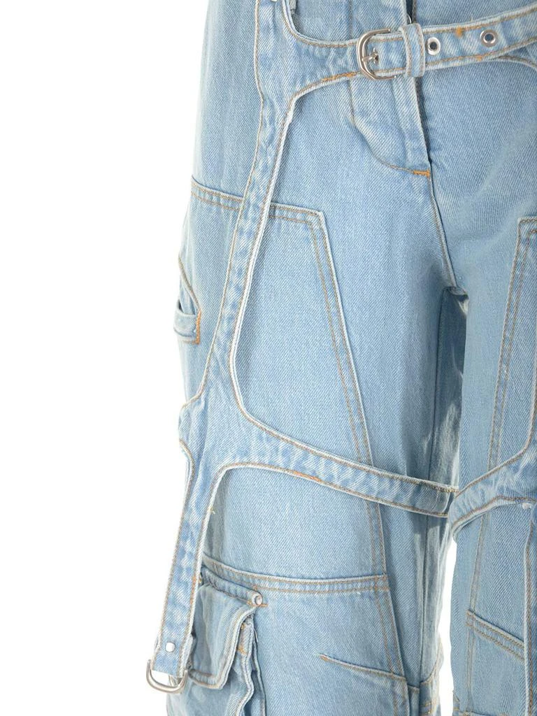 商品Off-White|Off-White Bleach Cargo Strap Detailed Jeans,价格¥3612,第4张图片详细描述