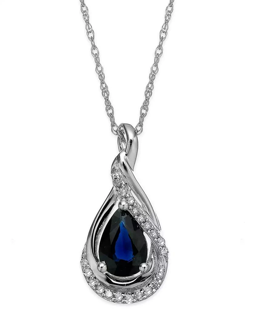 商品Macy's|Sapphire (9/10 ct. t.w.) and Diamond Accent Wrap Pendant Necklace in 14k White Gold,价格¥2356,第1张图片