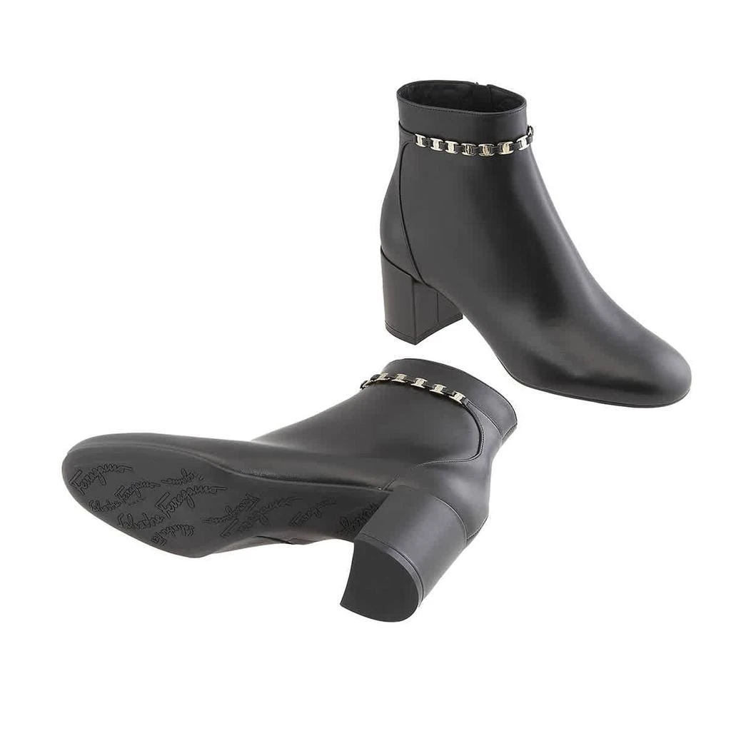 商品Salvatore Ferragamo|Ladies Black Vara Chain Ankle Boots,价格¥4266,第2张图片详细描述