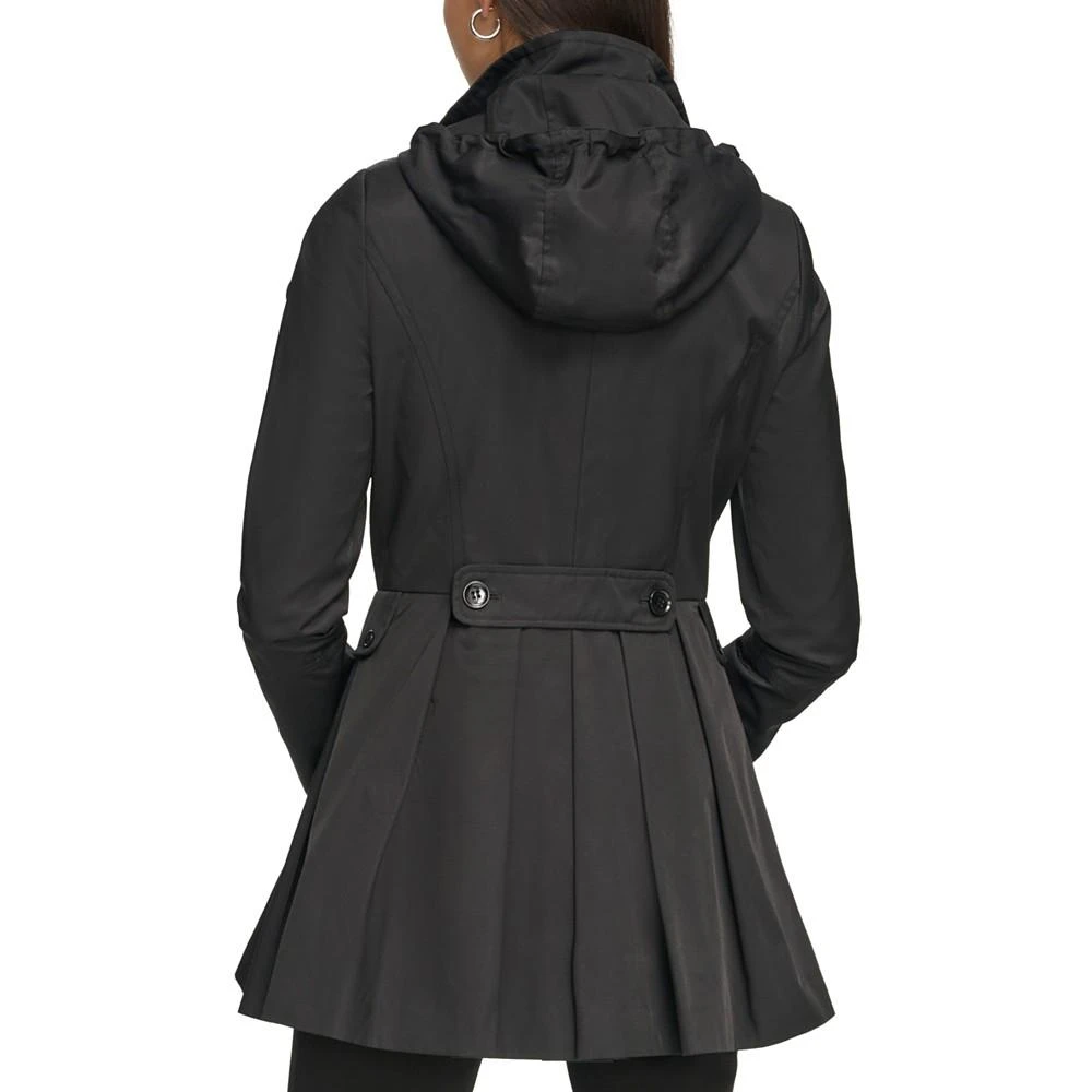 商品Calvin Klein|Women's Petite Water Resistant Hooded Double-Breasted Skirted Raincoat,价格¥662,第2张图片详细描述