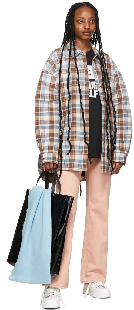 Blue & Brown Padded Flannel Face Jacket商品第4张图片规格展示