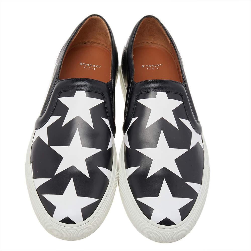 商品Givenchy|Givenchy Black/White Leather Skate Star Print Slip On Sneakers Size 41,价格¥2398,第5张图片详细描述
