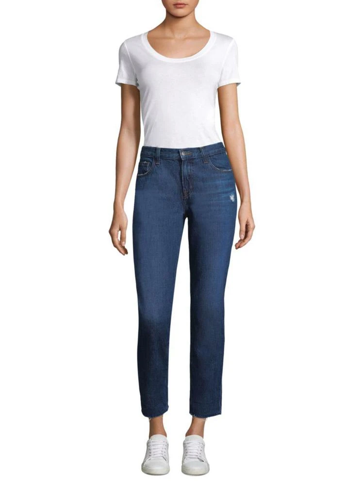 商品J Brand|Johnny Mid-Rise Cuffed Boyfriend Jeans,价格¥635,第4张图片详细描述