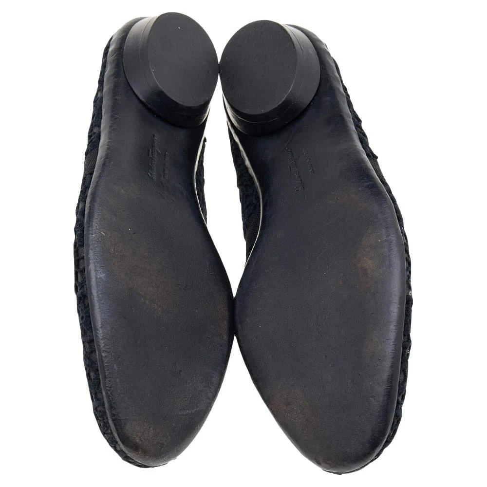 Salvatore Ferragamo Black Lace Ballet Flats Size 38.5 商品