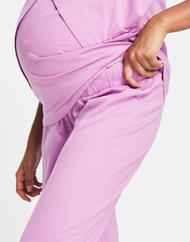 商品ASOS|ASOS DESIGN Maternity mix & match cotton culotte in lilac  - PURPLE,价格¥82,第4张图片详细描述