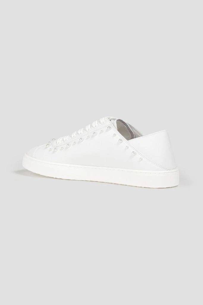 商品Stuart Weitzman|Faux pearl-embellished leather collapsible-heel sneakers,价格¥1440,第3张图片详细描述