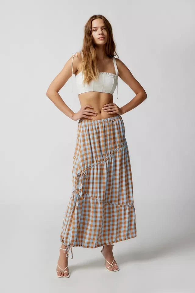 商品Urban Outfitters|UO Ralph Cinched Gingham Midi Skirt,价格¥259,第1张图片详细描述