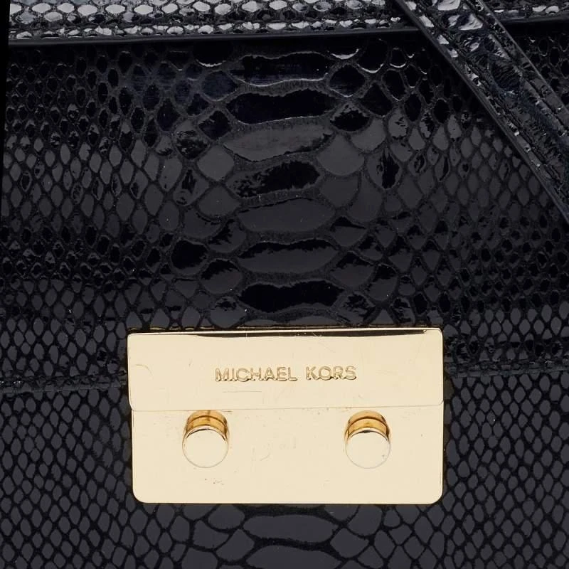 Michael Kors Black Python Effect Leather Sloan Shoulder Bag 商品