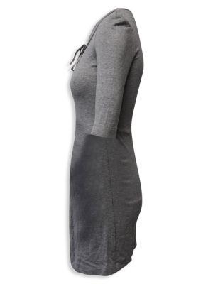 Sandro Pleated Bow Mini Dress In Grey Viscose商品第3张图片规格展示