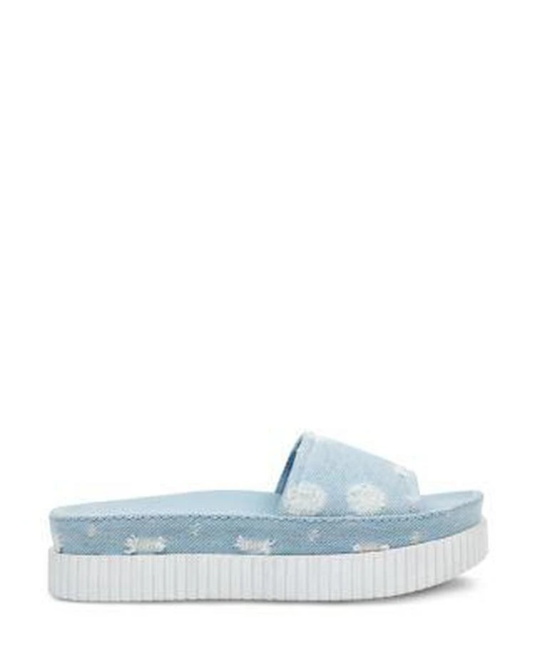 商品KENDALL & KYLIE|KENDALL and KYLIE  Isla Dot-Distressed Denim Slide Sandals - 100% Exclusive ,价格¥243,第2张图片详细描述