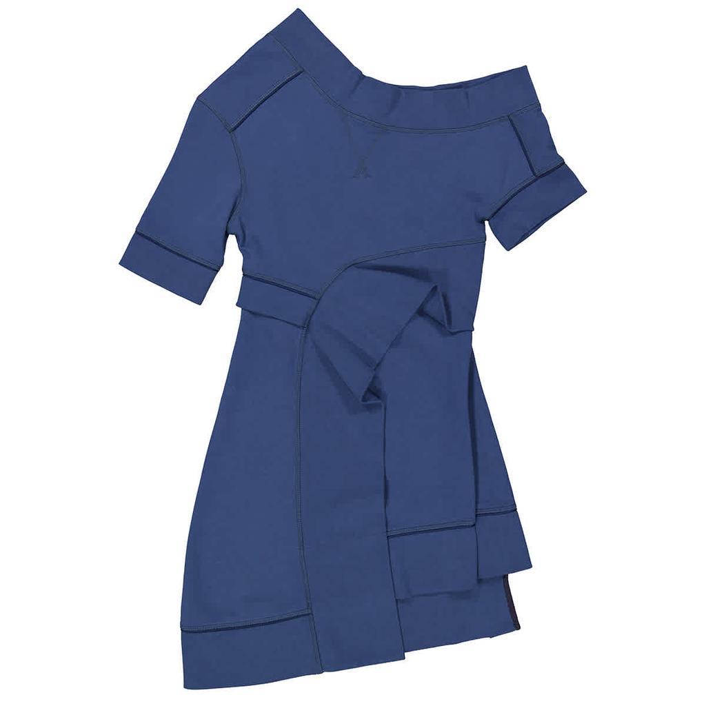 商品Burberry|Pewter Blue One-shoulder Cotton-blend Sweatshirt Dress,价格¥7745,第1张图片