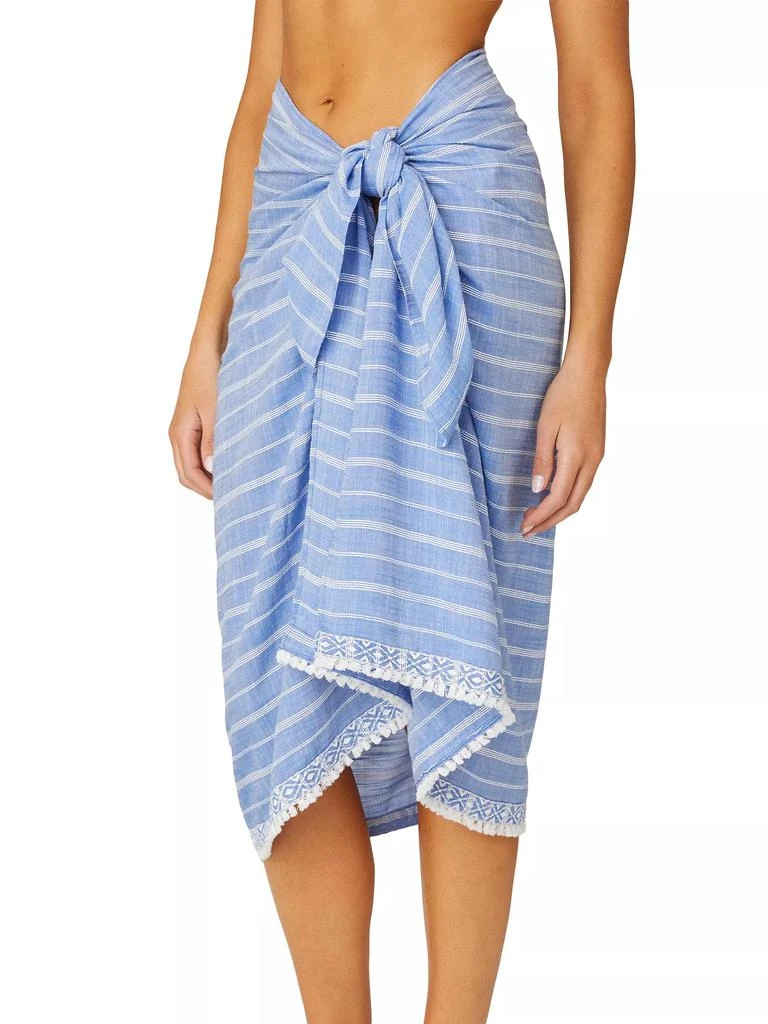 商品Shoshanna|Striped Cotton-Chambray Self-Tie Sarong,价格¥390,第4张图片详细描述