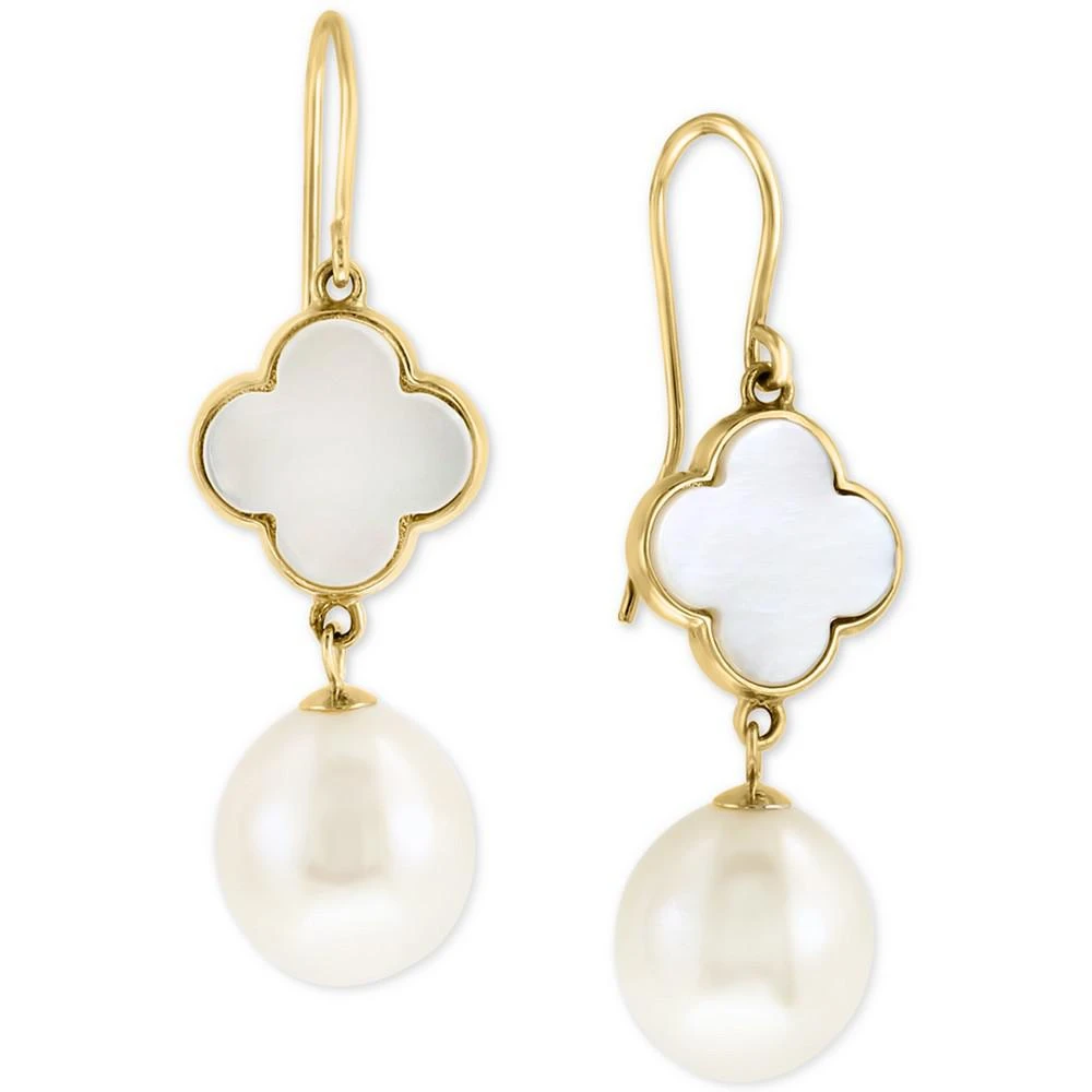 商品Effy|EFFY® Mother-of-Pearl & Freshwater Pearl (9-1/2mm) Drop Earrings in 14k Gold,价格¥10409,第1张图片
