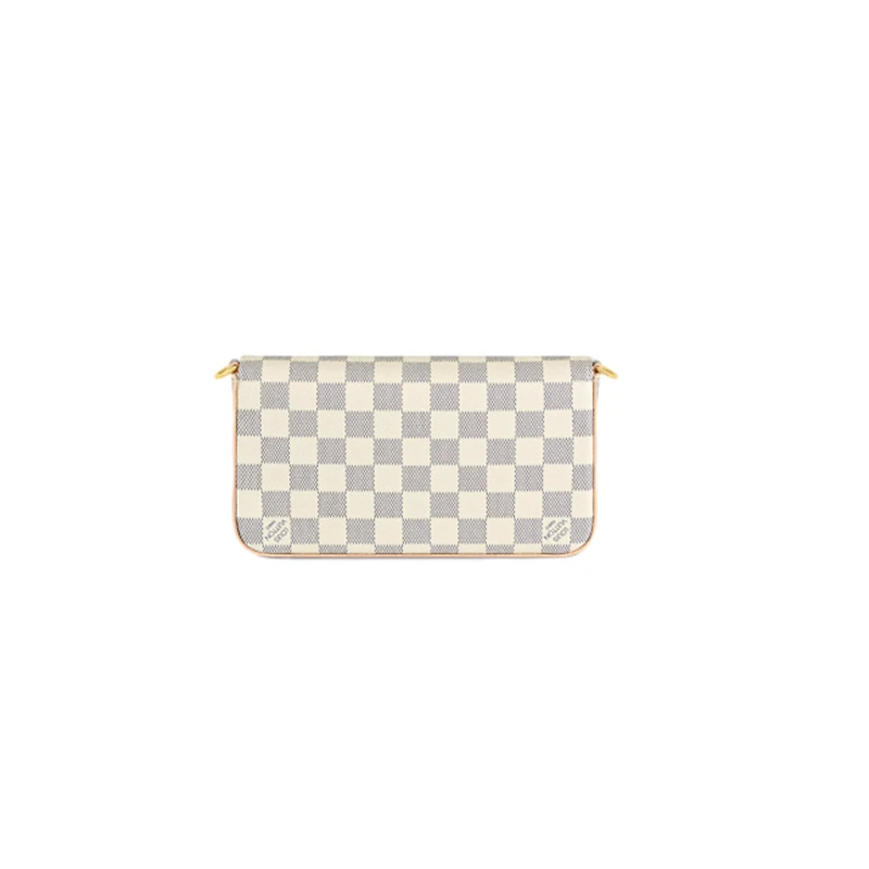 商品Louis Vuitton|【预售十天】路易威登 Félicie女士米色/蔚蓝色棋盘格帆布配皮带两个可拆卸的口袋链条手拿包 N40491,价格¥11203,第5张图片详细描述