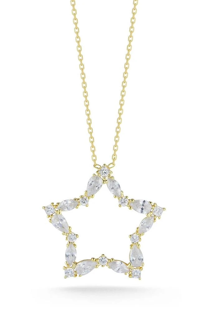 商品GLAZE JEWELRY|Yellow Gold Vermeil CZ Open Star Pendant Necklace,价格¥453,第1张图片