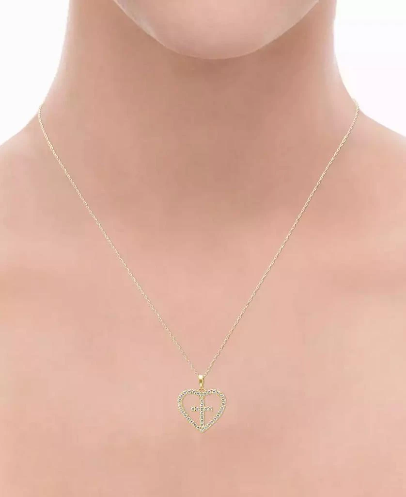 商品Macy's|Diamond Heart Cross 18" Pendant Necklace (1/3 ct. t.w.) in 14k Gold,价格¥5986,第2张图片详细描述