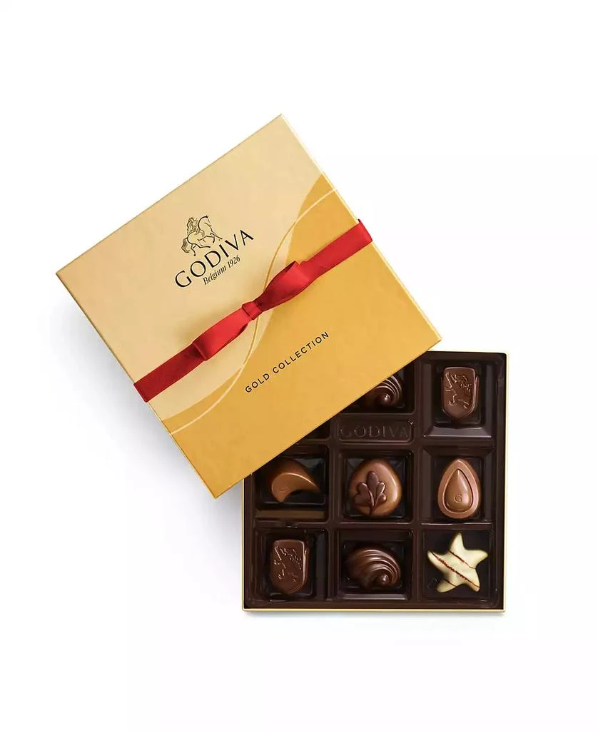 商品Godiva|Assorted Chocolate Gold Gift Box, Red Ribbon, 9 Piece,价格¥117,第3张图片详细描述