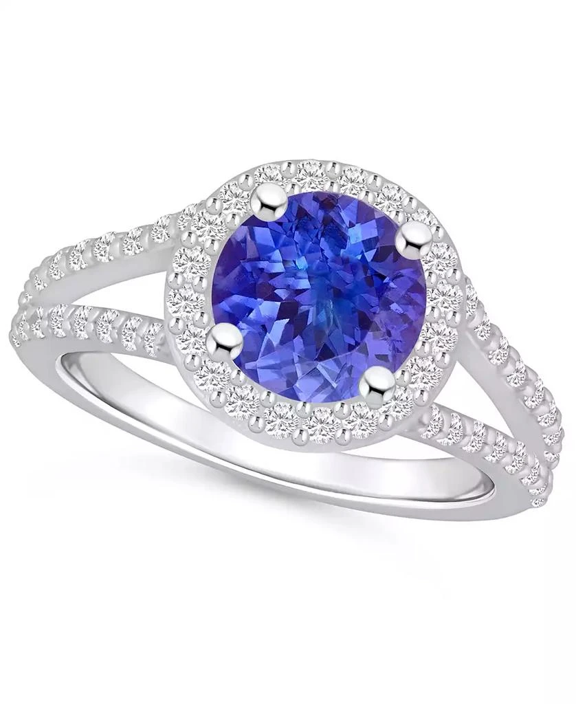商品Macy's|Tanzanite (2 Ct. t.w.) and Diamond (1/2 Ct. t.w.) Halo Ring,价格¥27455,第1张图片
