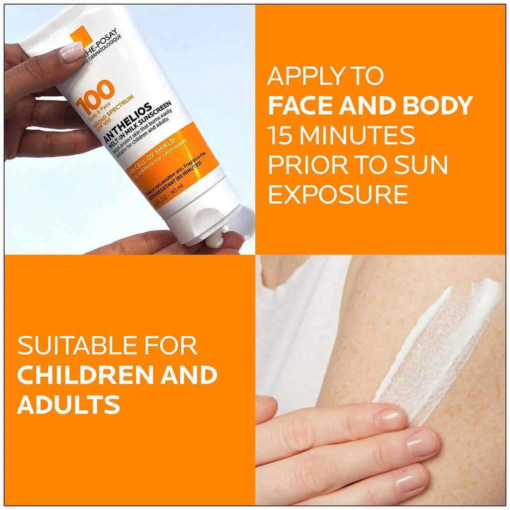 商品La Roche Posay|La Roche-Posay Anthelios Melt-in Milk Body Face Sunscreen Lotion Broad Spectrum SPF 100,价格¥203,第3张图片详细描述
