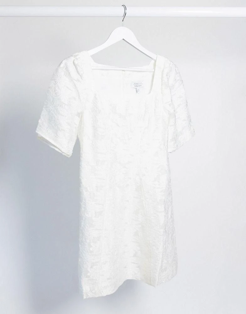 商品& Other Stories|& Other Stories square neck lace mini dress in white,价格¥302,第1张图片