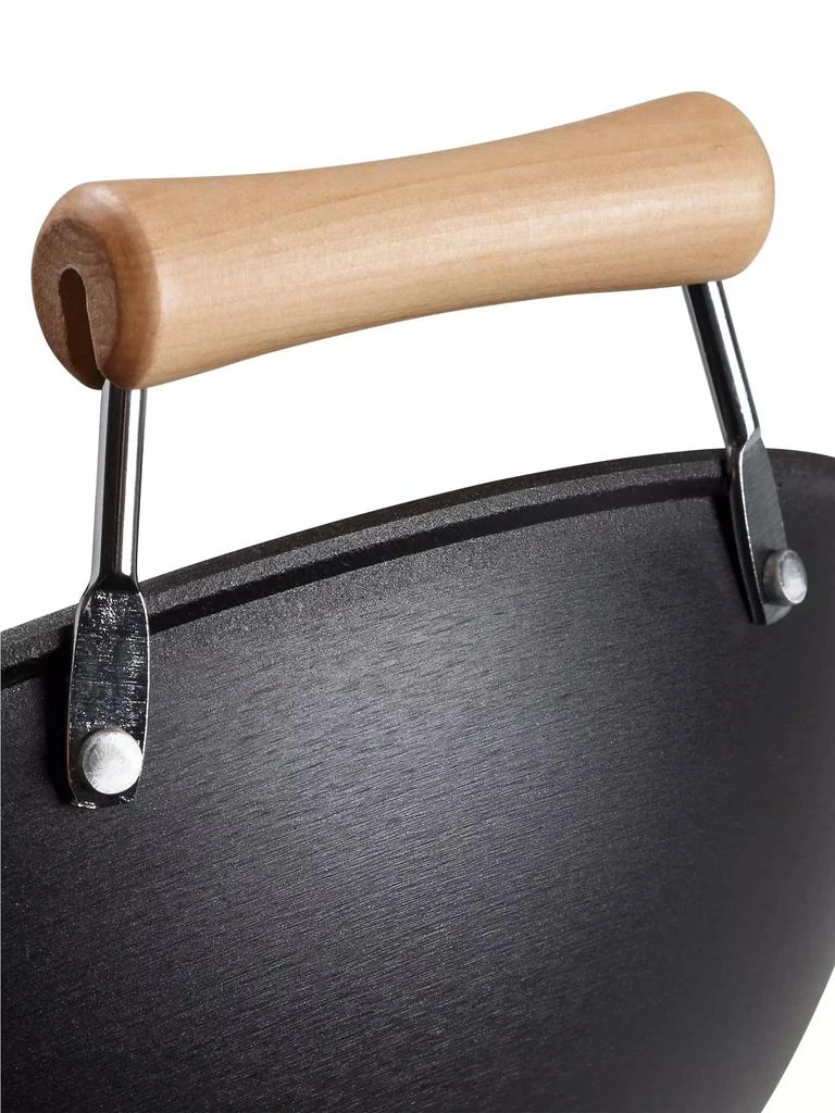 商品Escali|Joyce Chen Professional Series 14'' Cast Iron Flat Bottom Maple Handle Wok,价格¥446,第5张图片详细描述