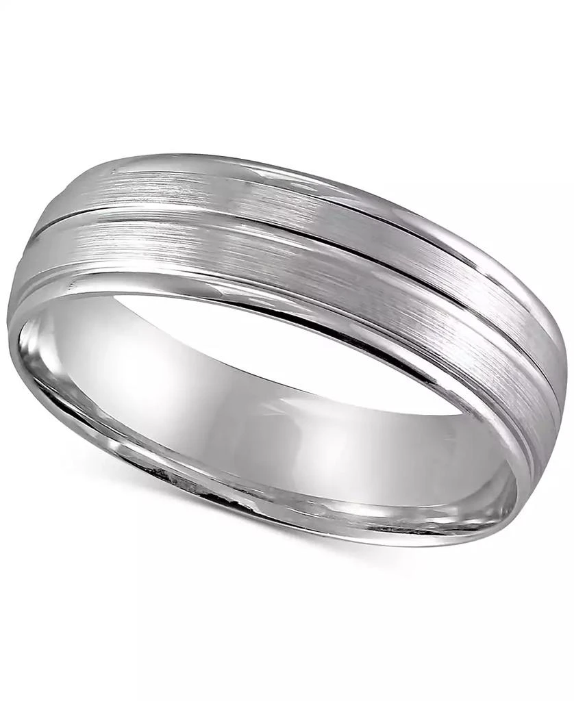 商品Macy's|Men's Textured Beveled Edge Wedding Band in 14k White Gold,价格¥7836,第1张图片